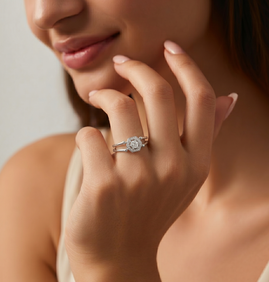925 Silver Halo Band Ring