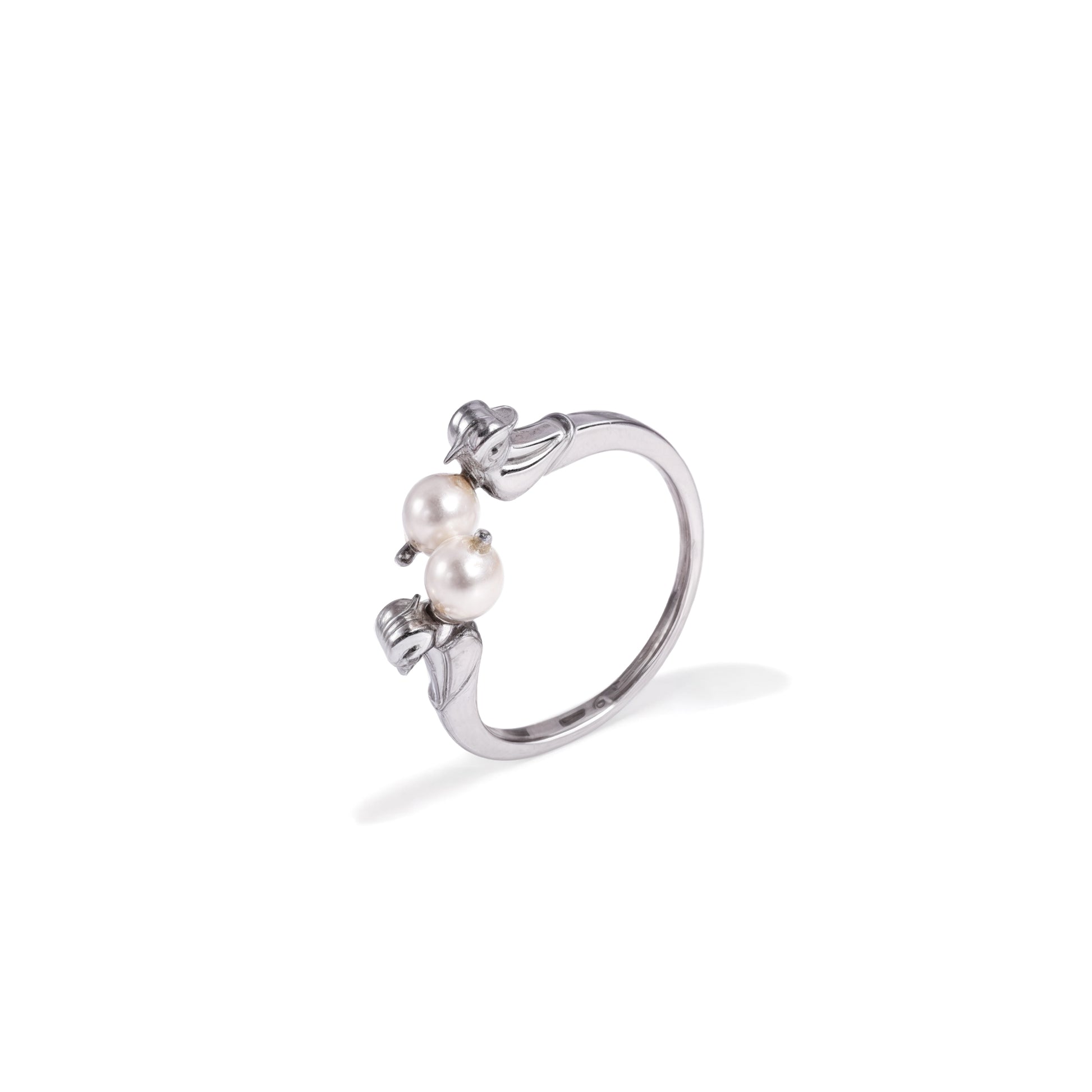 925 Silver Twin Pearl "Toi et Moi" Ring