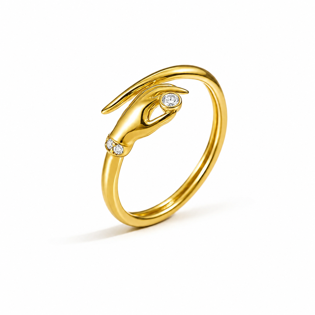 Silver Vintage Style Hand Hug Adjustable Ring