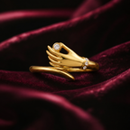 Silver Vintage Style Hand Hug Adjustable Ring
