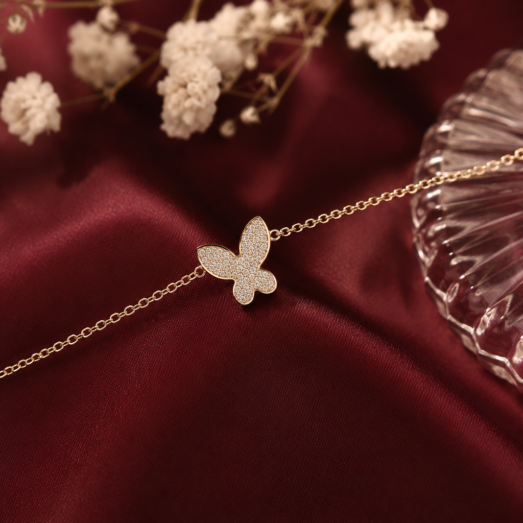 925 Silver Pave Butterfly Bracelet