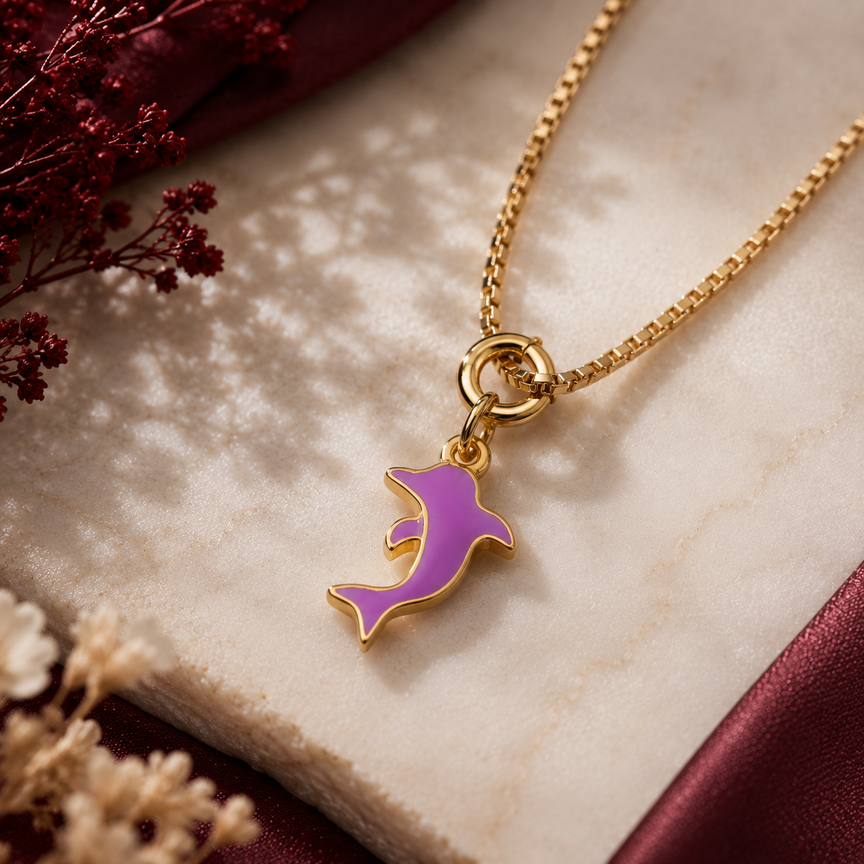 Dolphin Enamel 925 Silver Pendant
