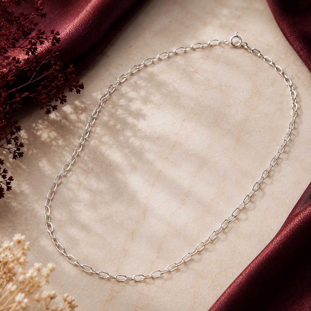 Sterling Silver Textured Oval Link Chain