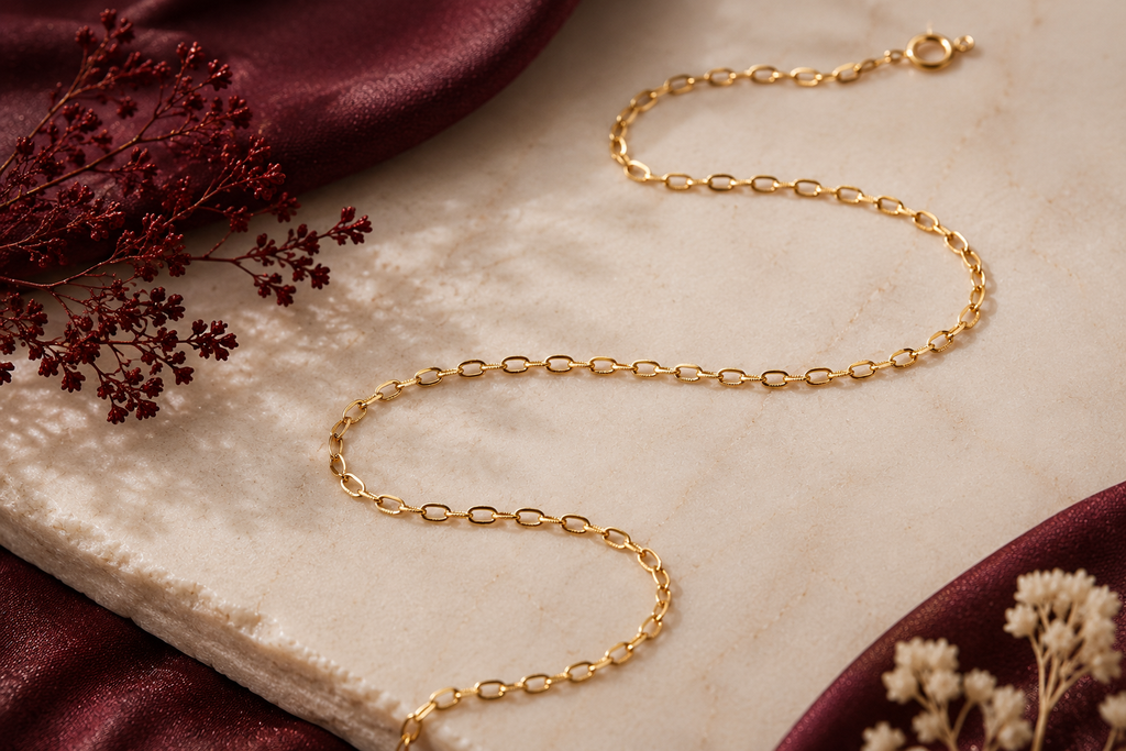 Sterling Silver Textured Oval Link Chain
