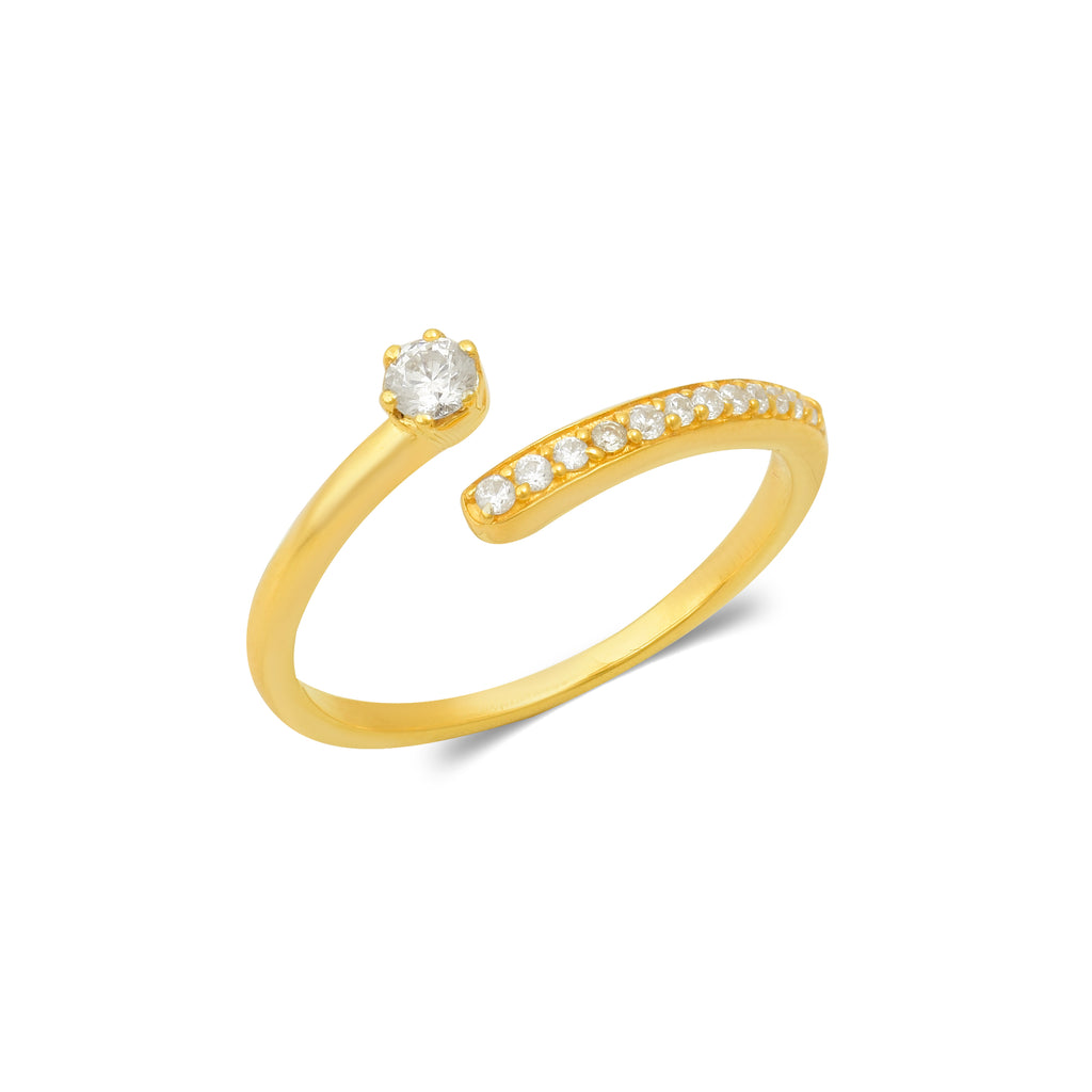 Golden Solitaire Wrap Adjustable Ring