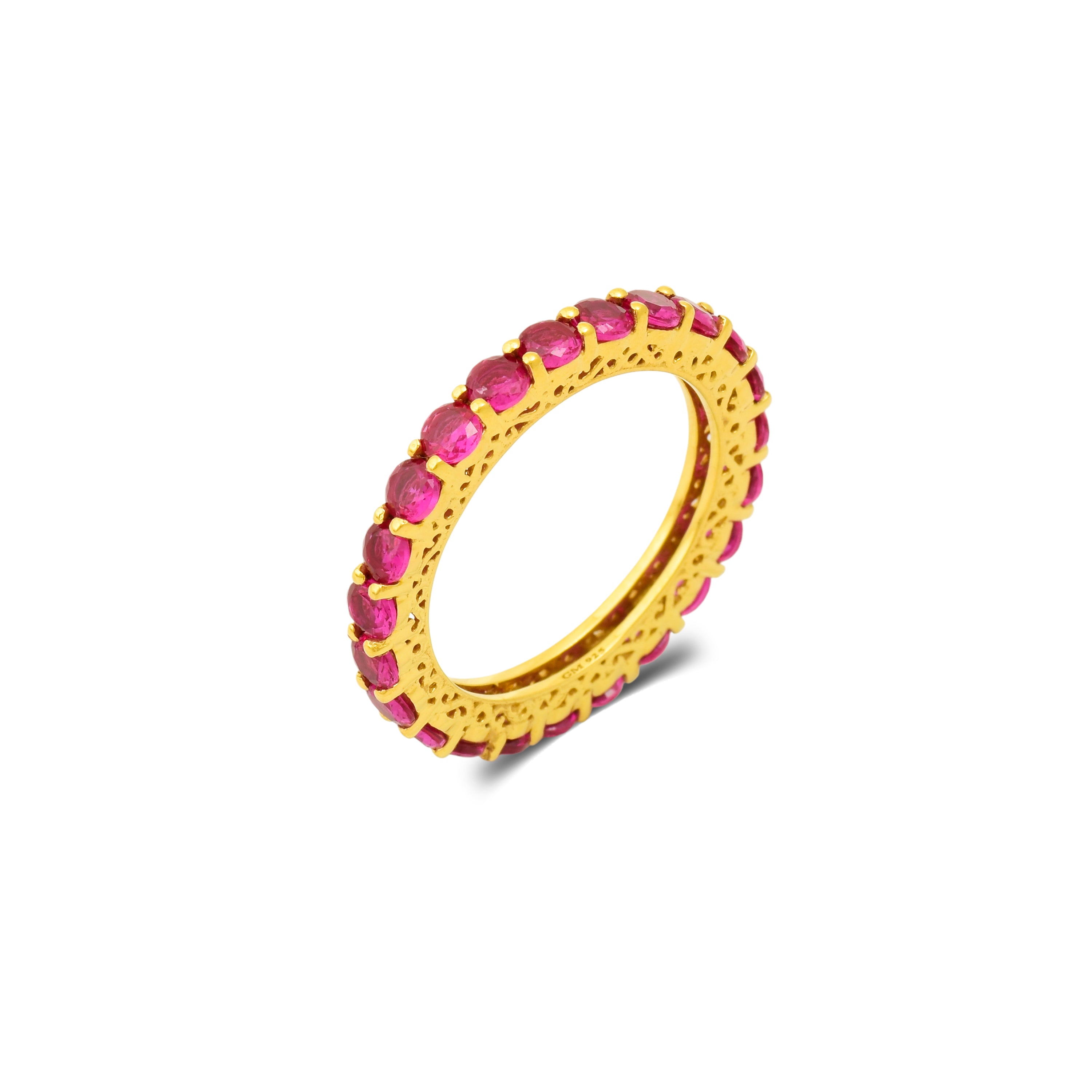 Classic Red Silver Band Ring