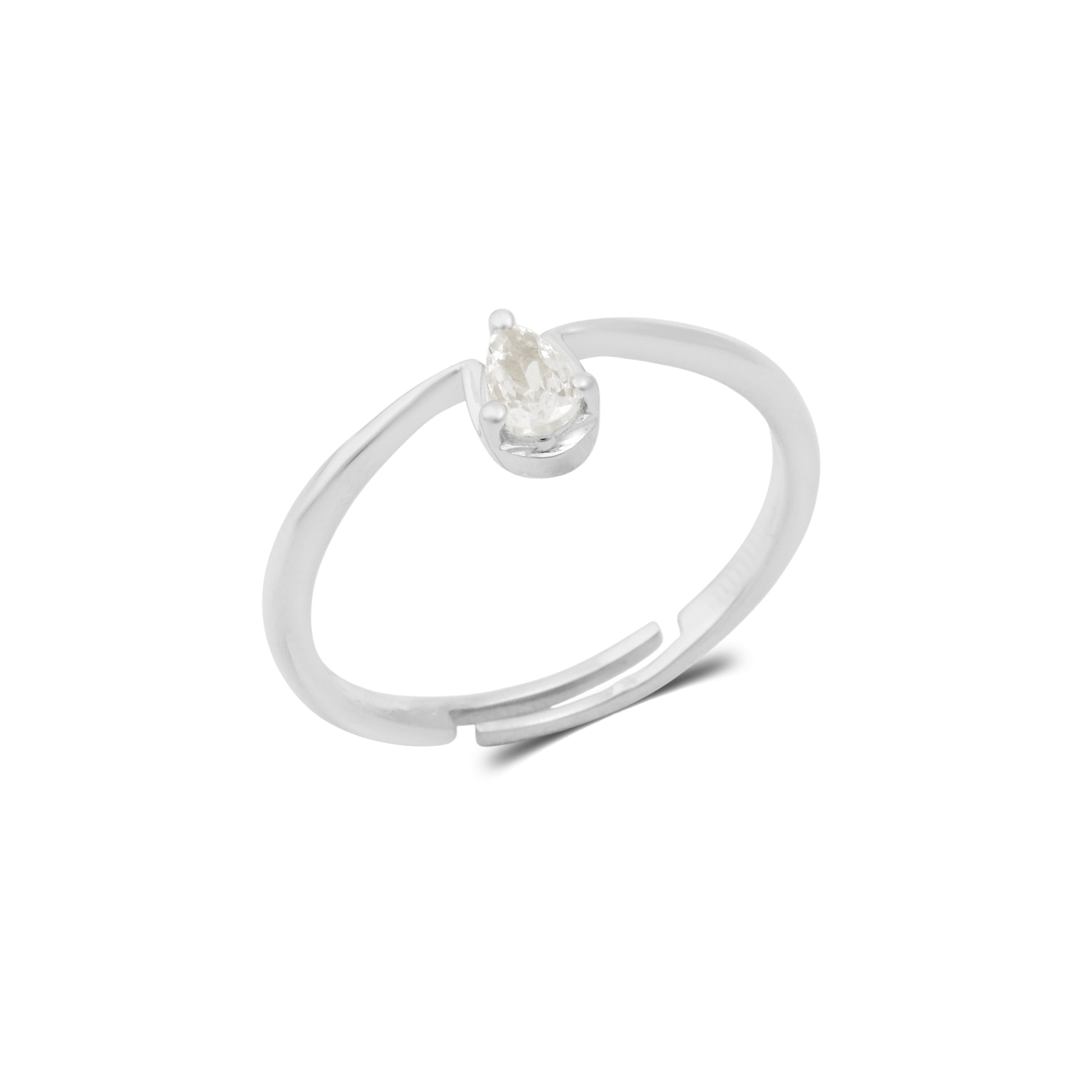 Minimal White Stone Silver Band