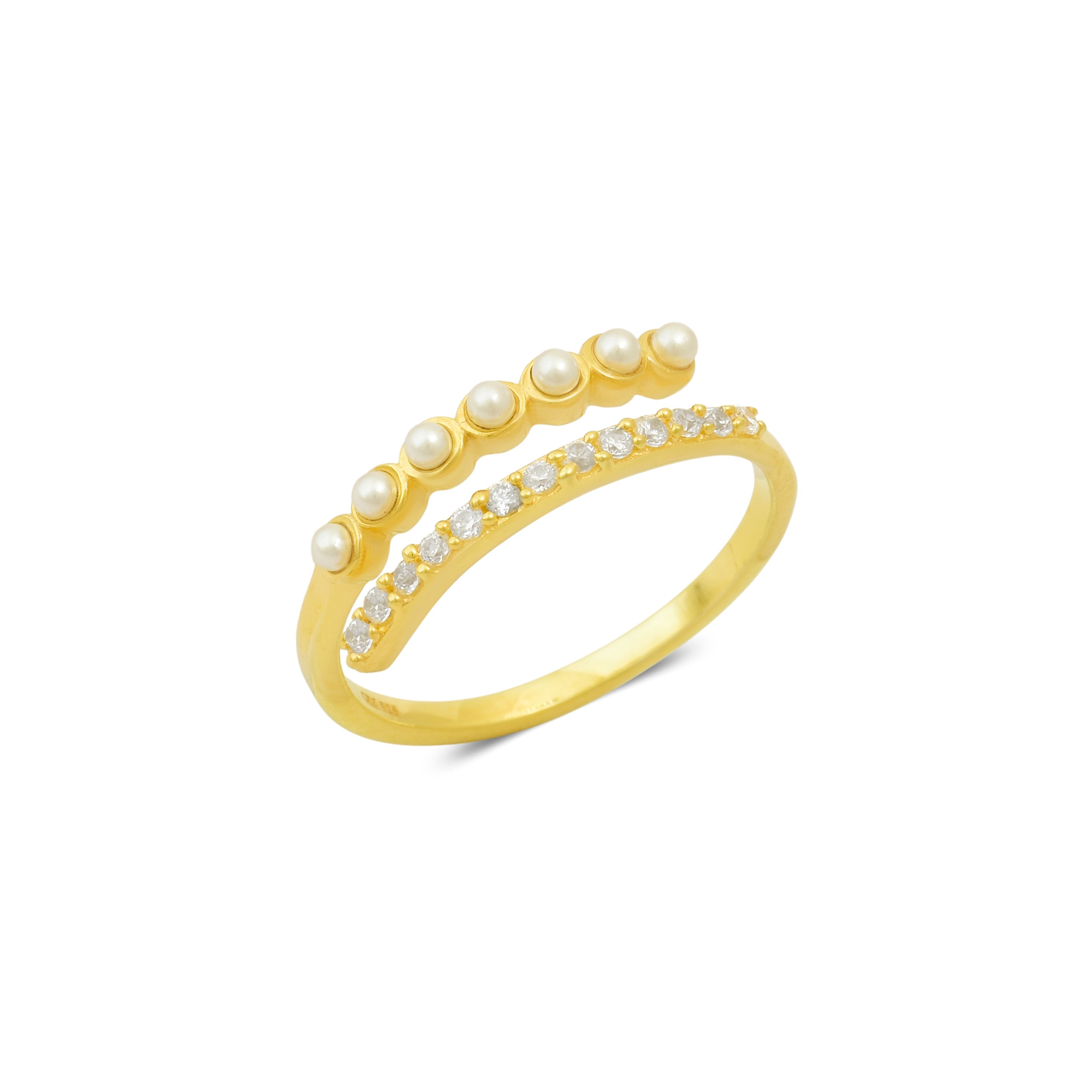 Pearl Gold Plated 925 Silver Adjustable Ring