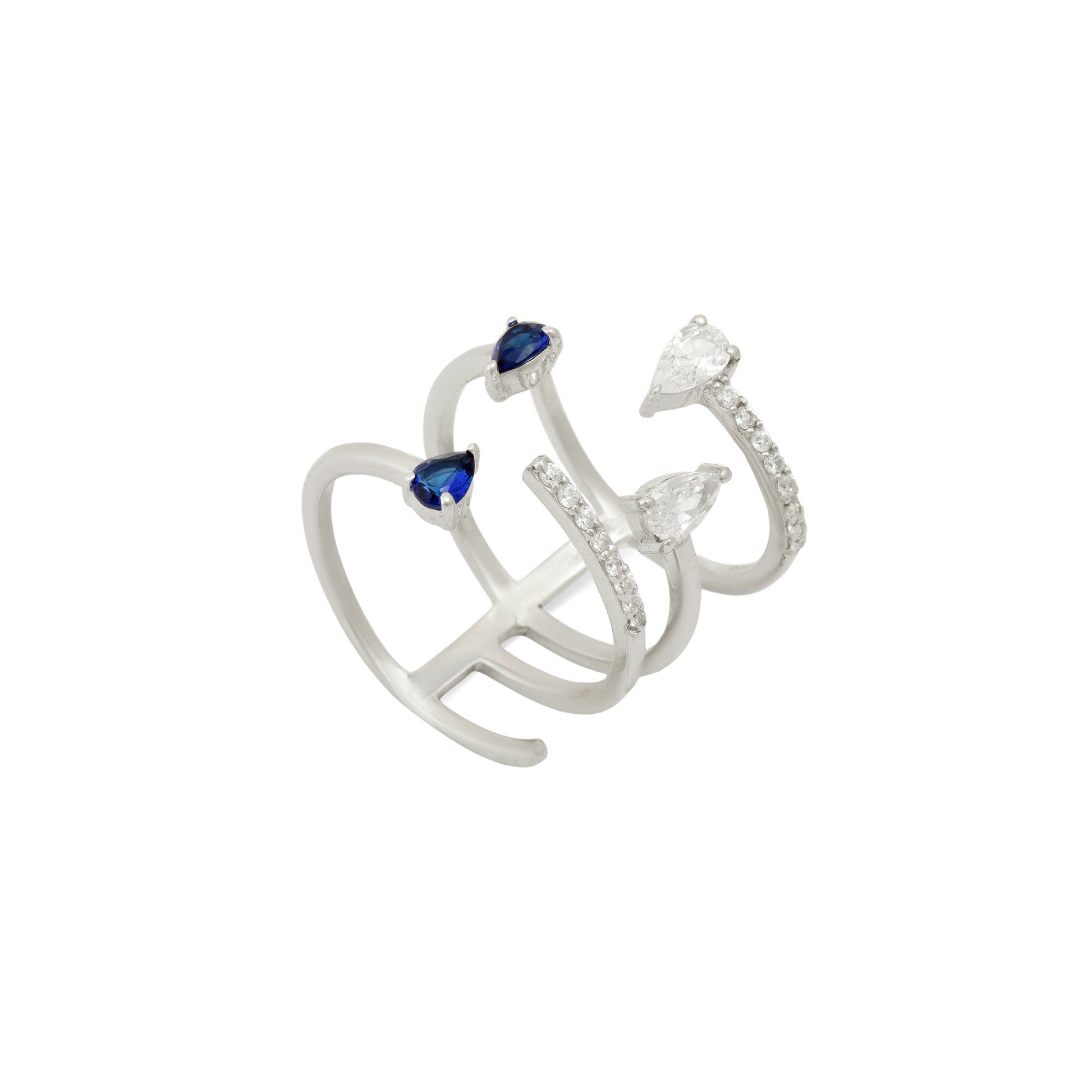 Blue Pear 925 Silver Cocktail Ring