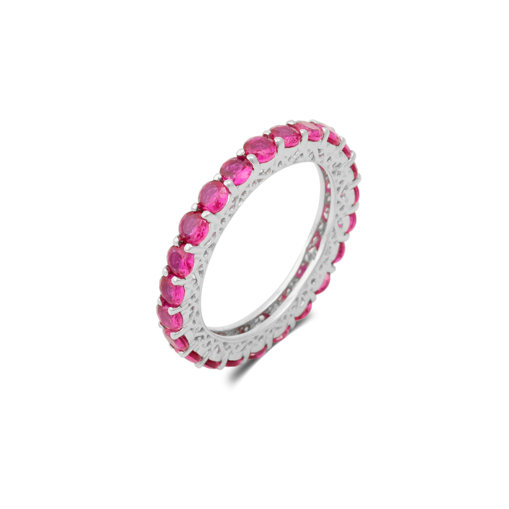 Classic Red Silver Band Ring