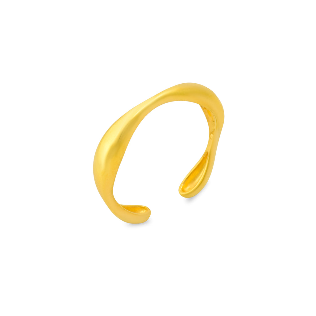 Modern Organic Wave Adjustable 925 Silver Ring