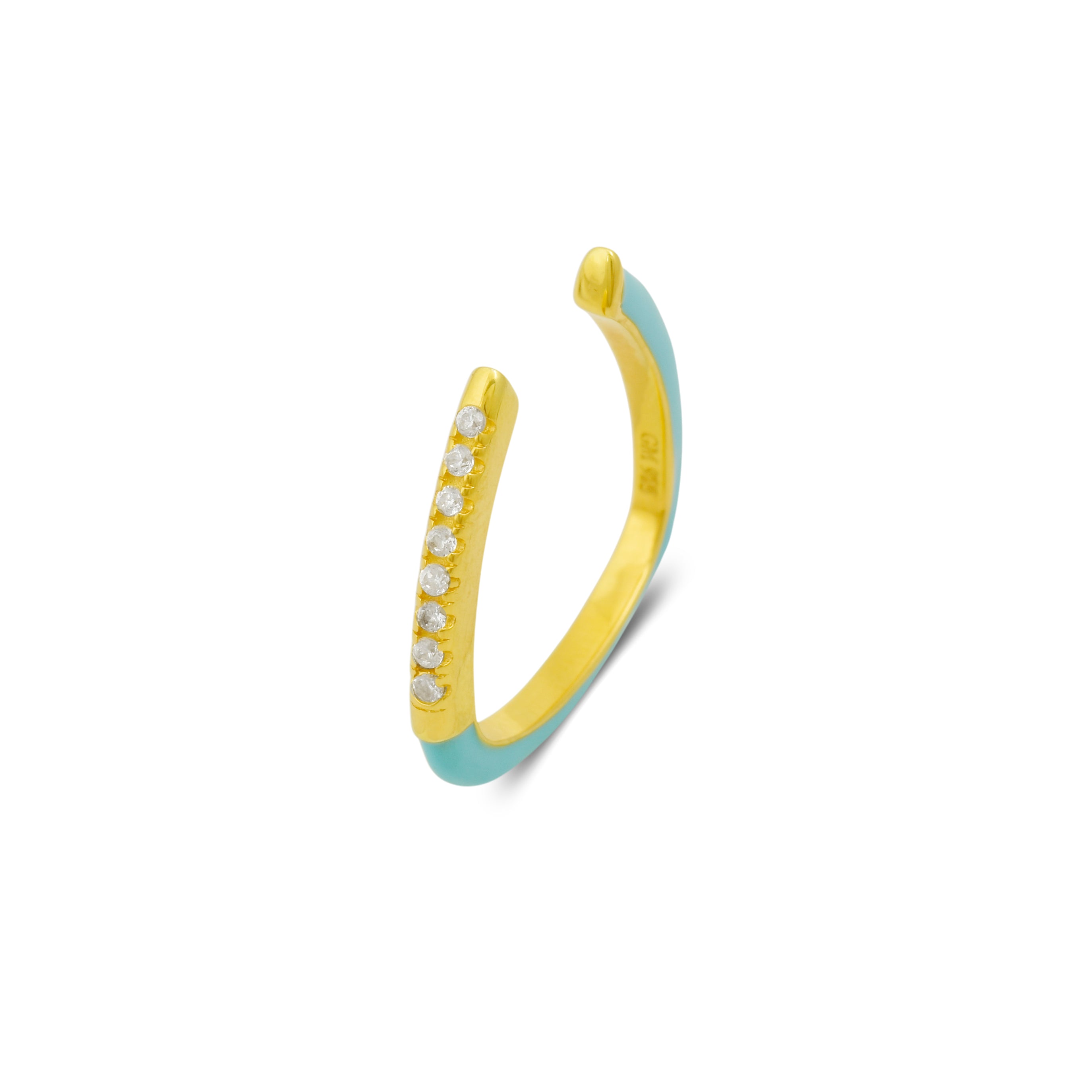 925 Silver Adjustable Blue Enamel Ring