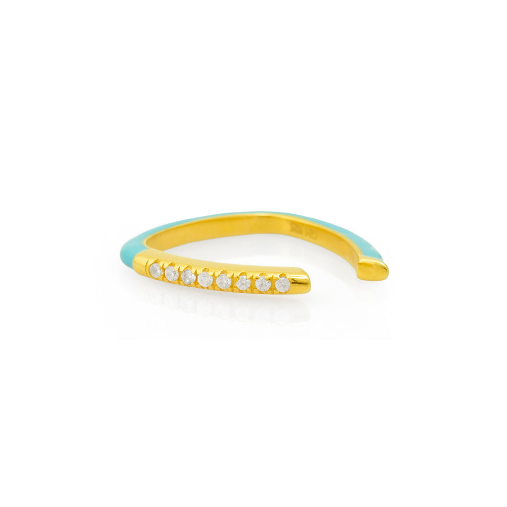 925 Silver Adjustable Blue Enamel Ring