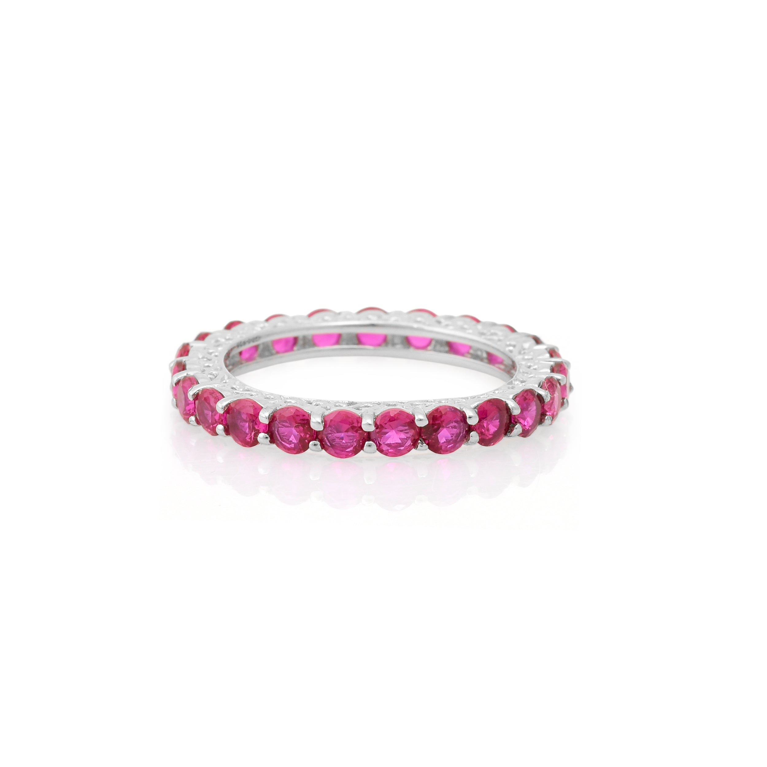Classic Red Silver Band Ring