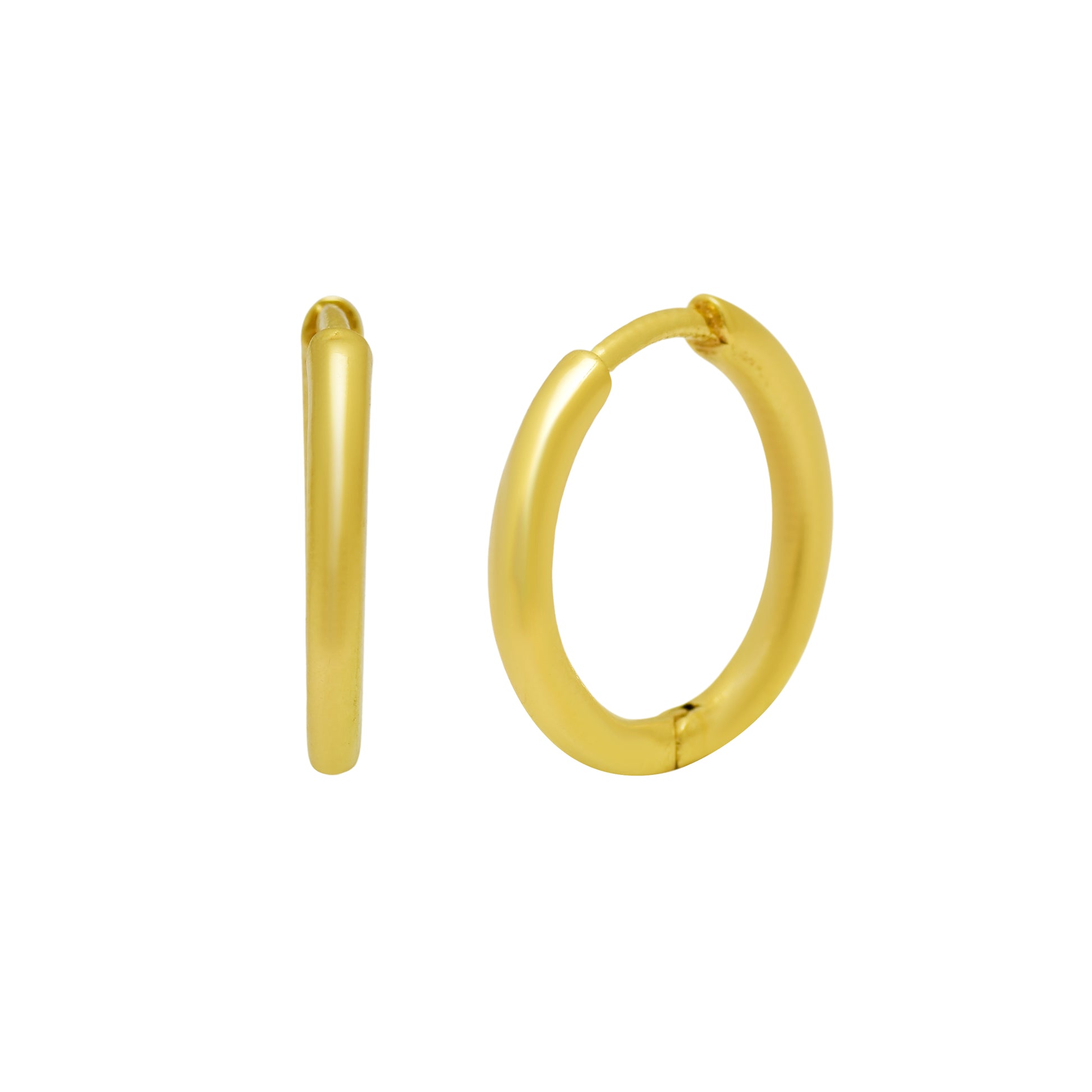 Classic Gold Tube Hoops - 925 Silver (Lightweight)