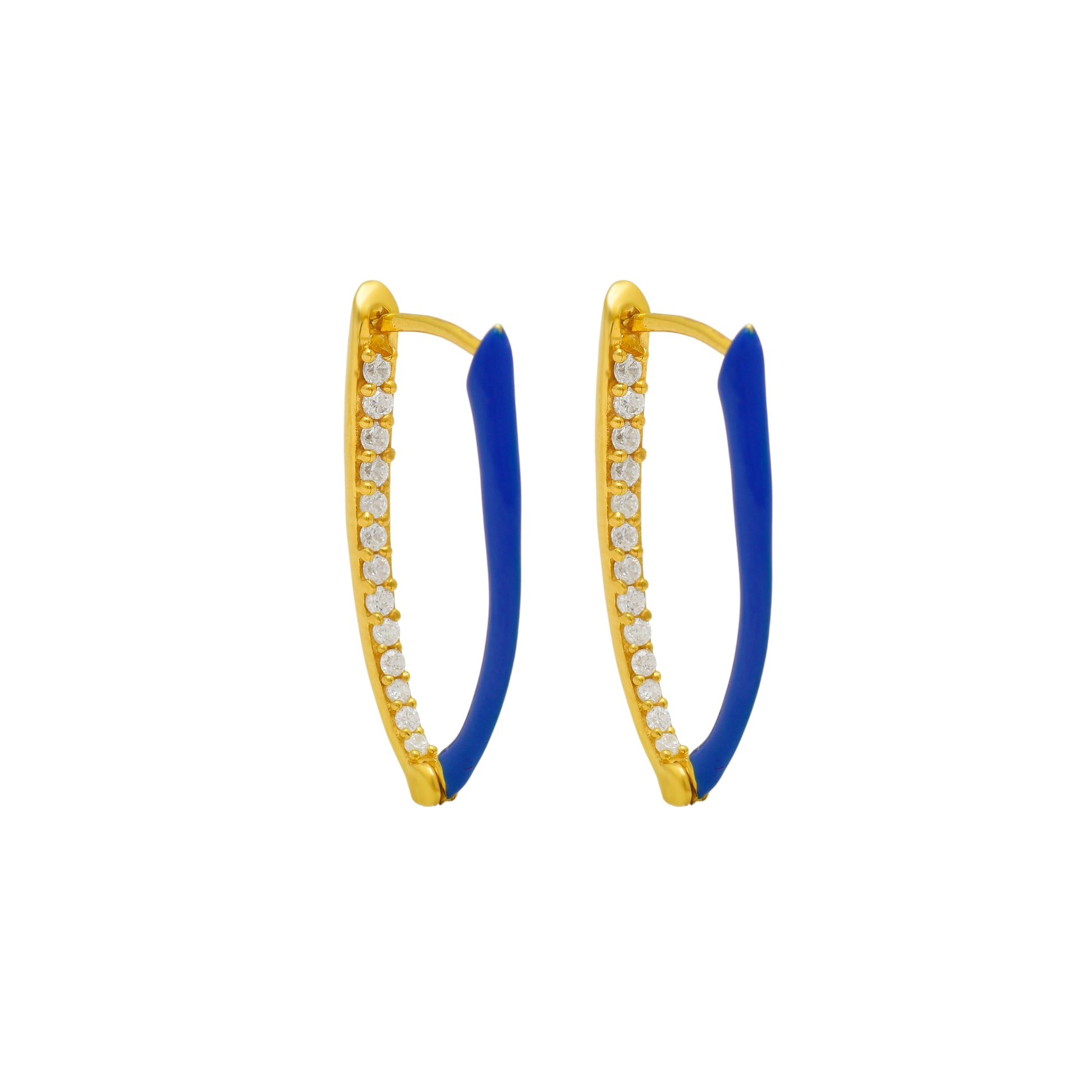 Blue Enamel 925 Silver Hoop Earring
