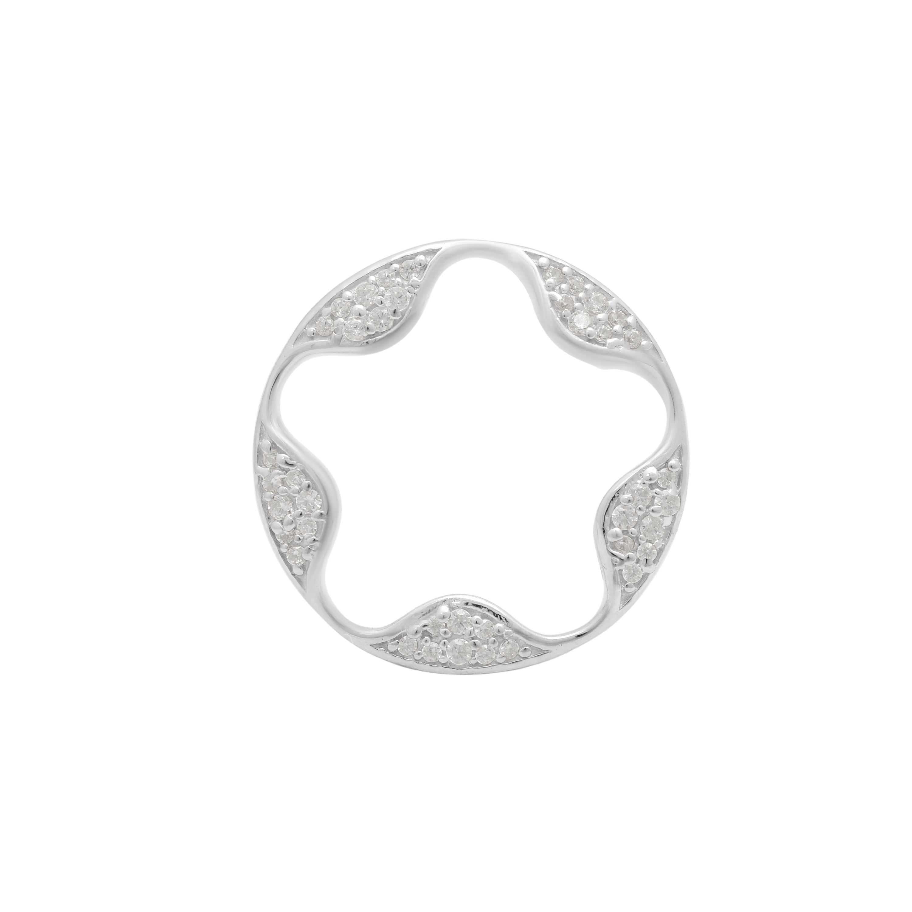 Gold Wavy Circle Pendant - 925 Silver