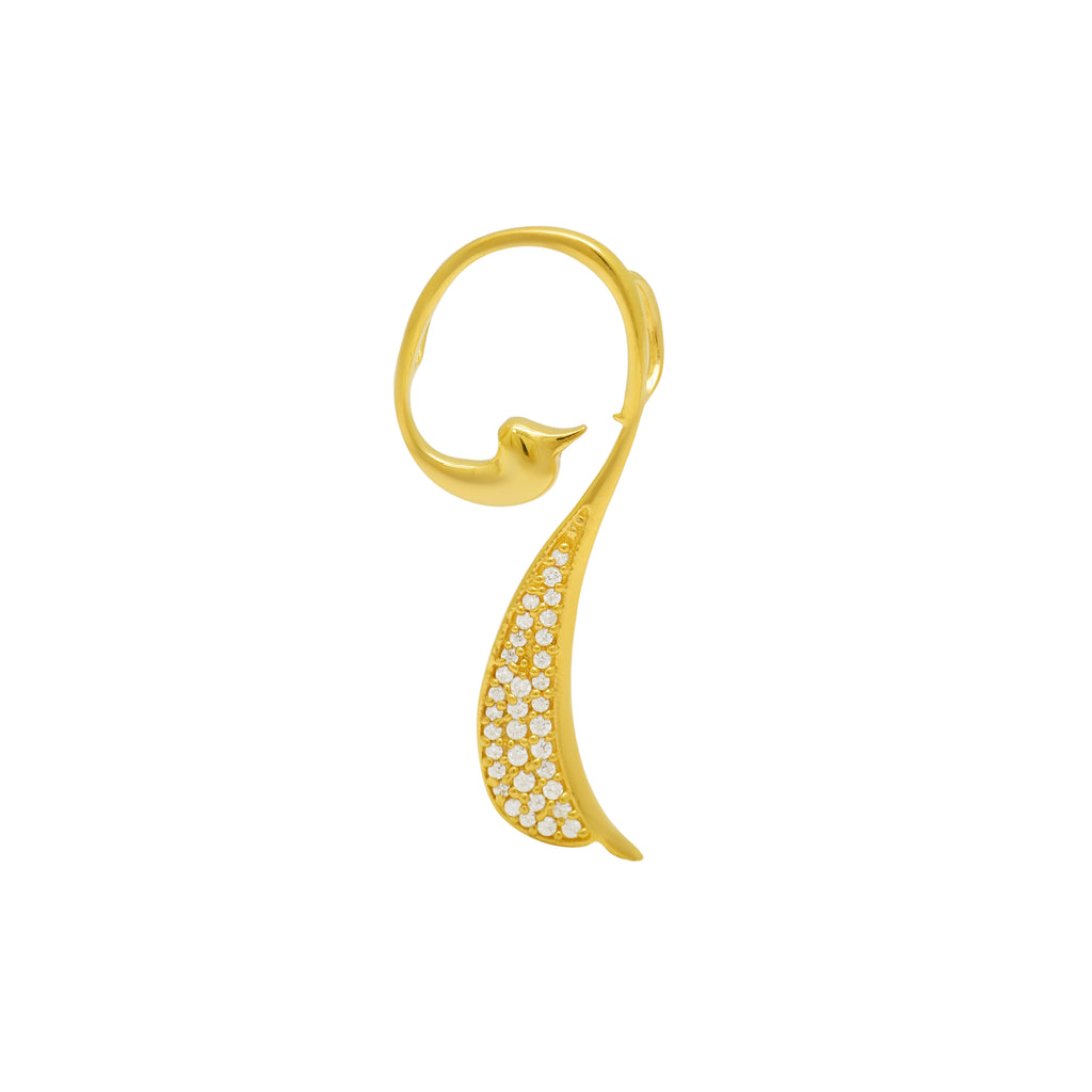 Modern Abstract Bird Necklace with Pave Crystals (925 Silver)