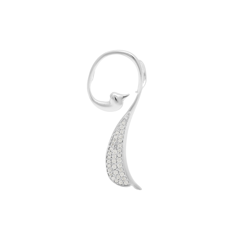 Modern Abstract Bird Necklace with Pave Crystals (925 Silver)