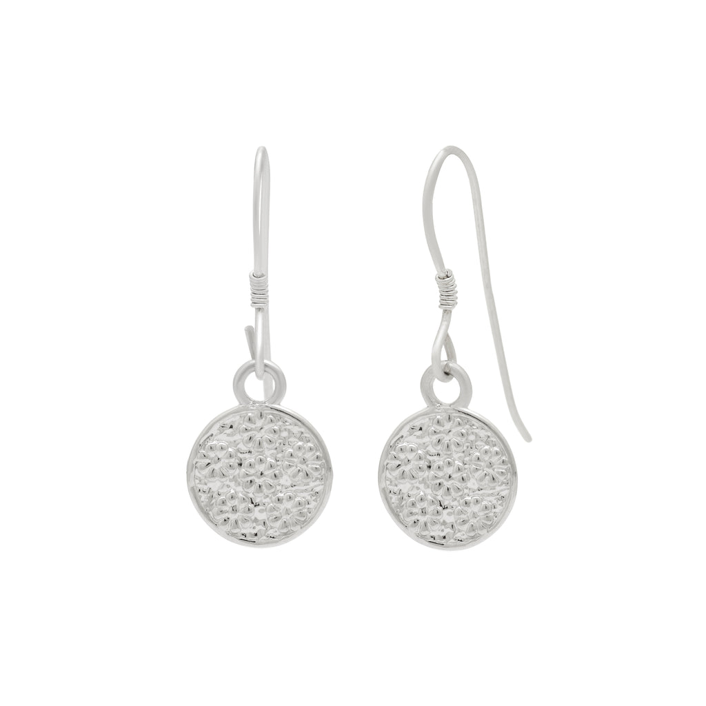 Textured Disc Drop Earrings - 925 Silver (Gold Plated)