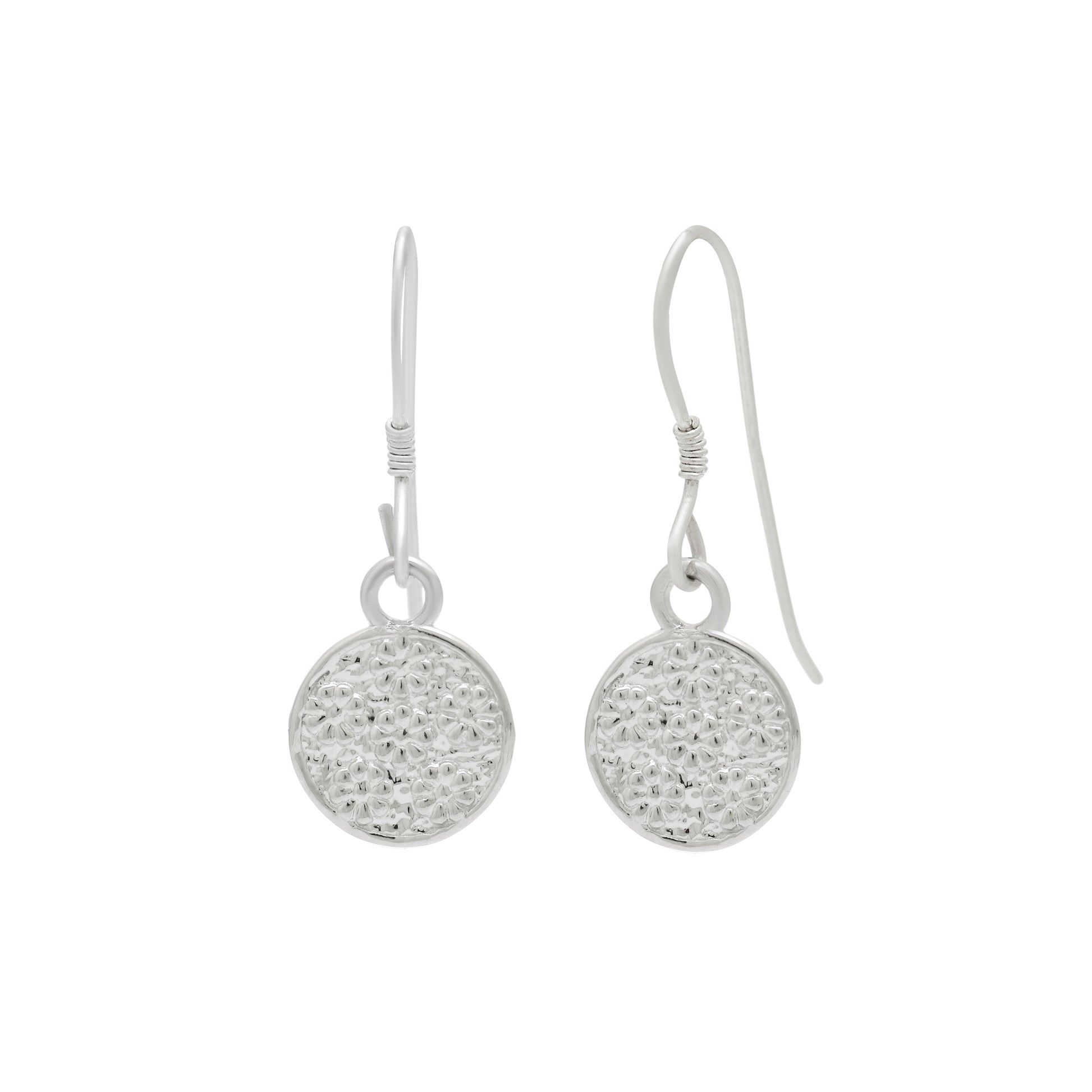 Textured Disc Drop Earrings - 925 Silver (Gold Plated)