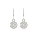 Crystal Chessboard Coin Earrings - Certified 925 Silver
