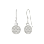 Crystal Chessboard Coin Earrings - Certified 925 Silver