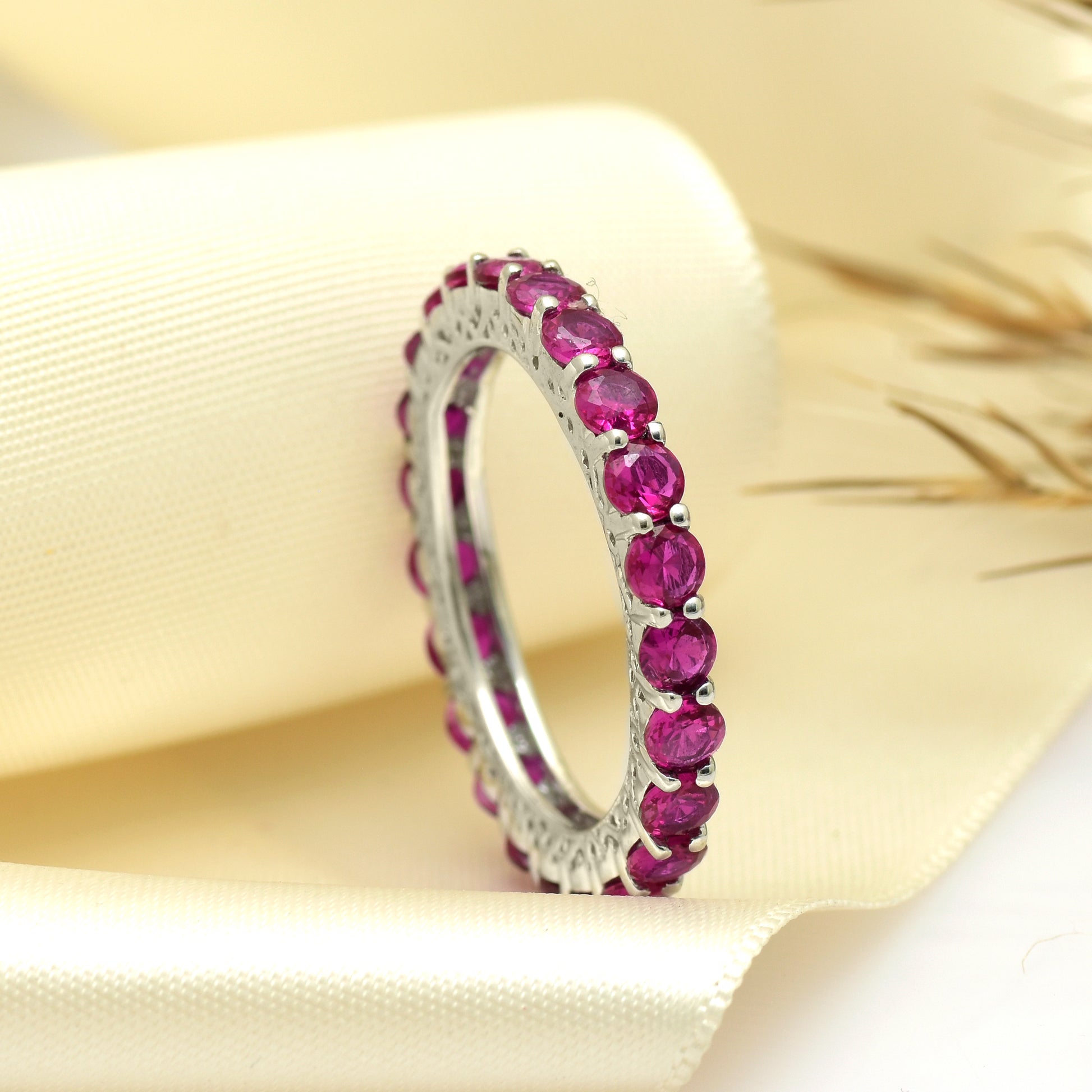 Classic Red Silver Band Ring