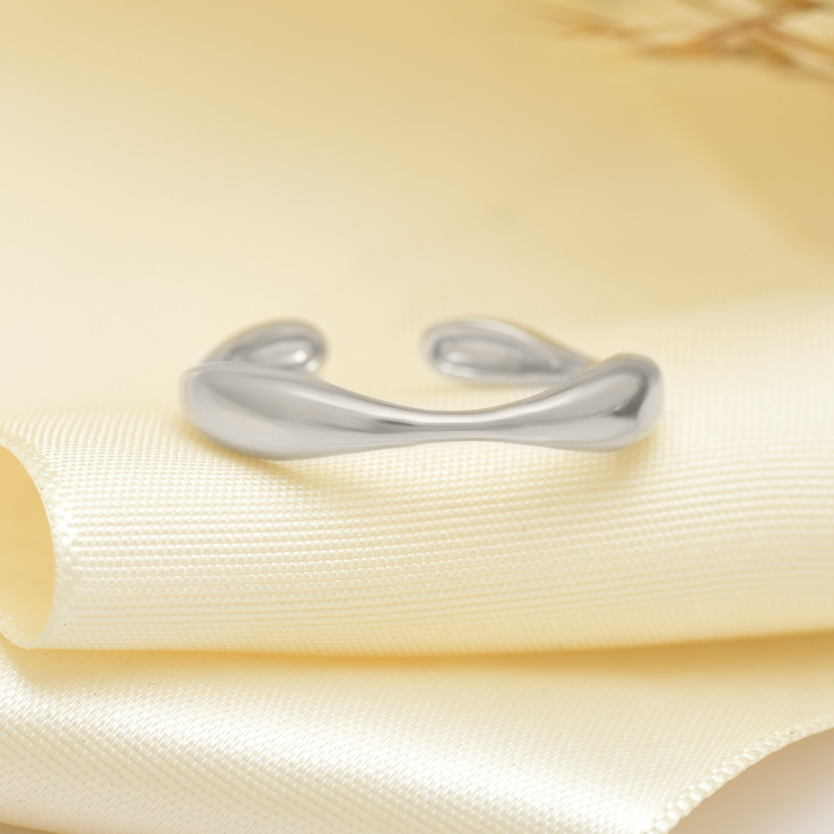 Modern Organic Wave Adjustable 925 Silver Ring