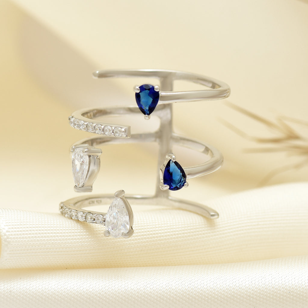 Blue Pear 925 Silver Cocktail Ring