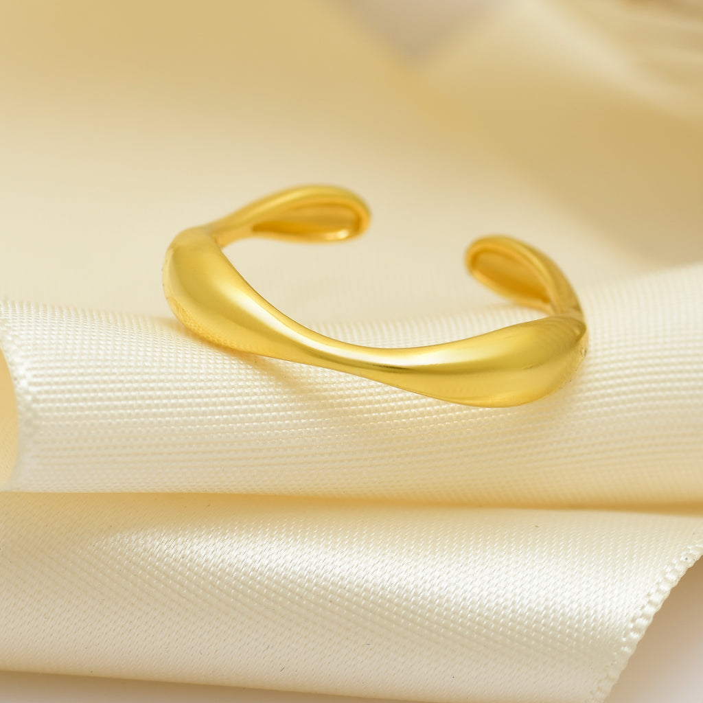 Modern Organic Wave Adjustable 925 Silver Ring