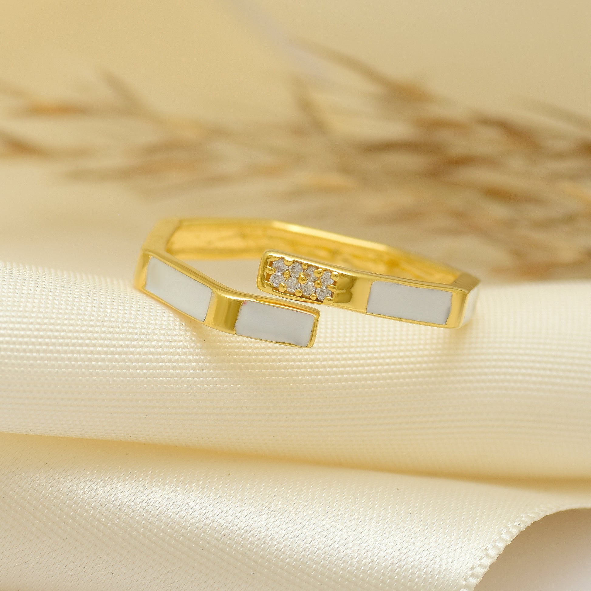925 Silver Adjustable Gold Plated Ring
