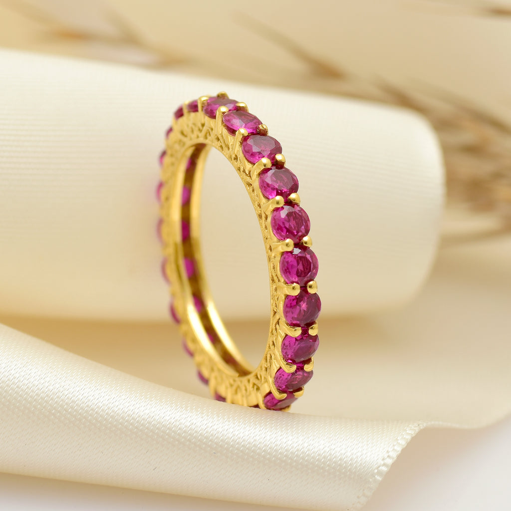 Classic Red Silver Band Ring