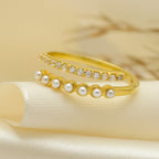 Pearl Gold Plated 925 Silver Adjustable Ring