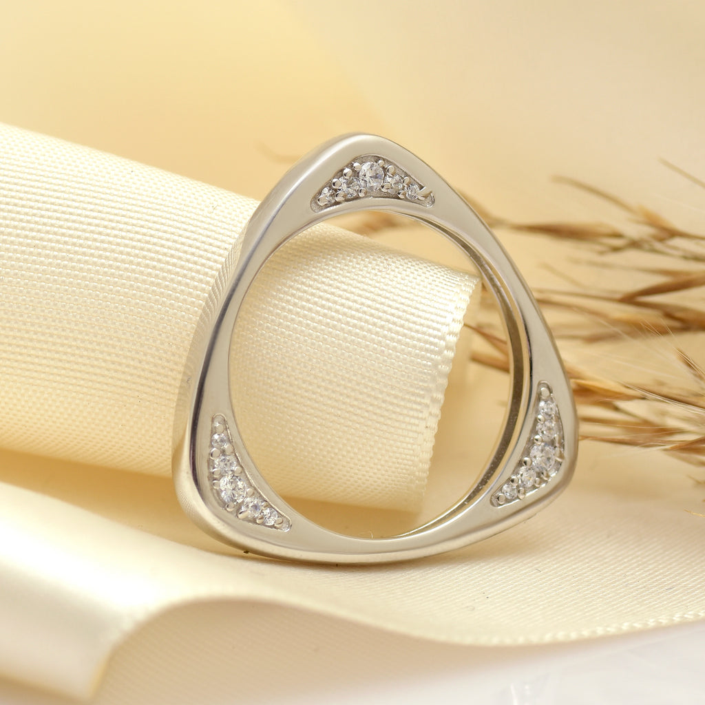 Minimalist Trillion Geometric 925 Silver Ring