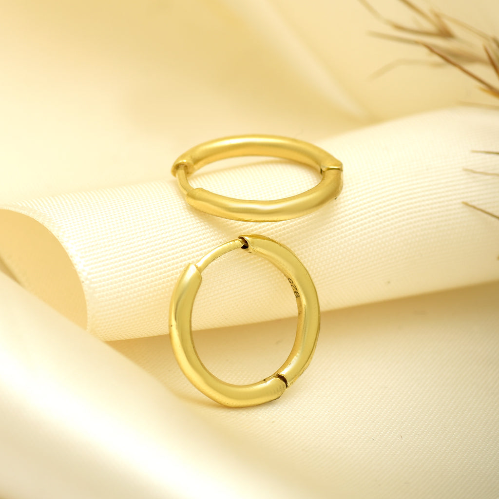 Classic Gold Tube Hoops - 925 Silver (Lightweight)