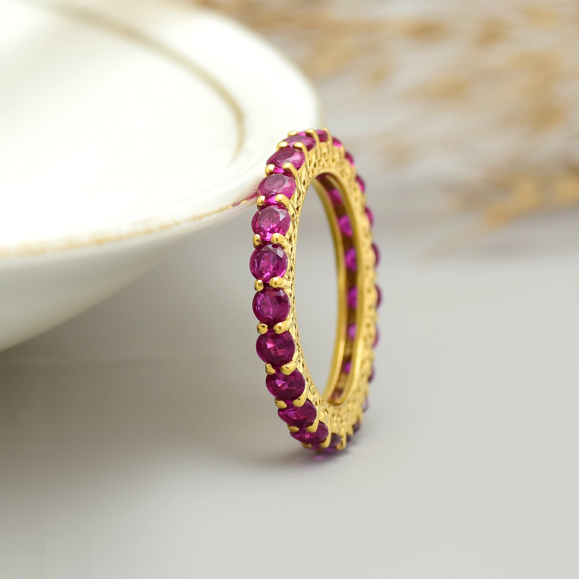 Classic Red Silver Band Ring