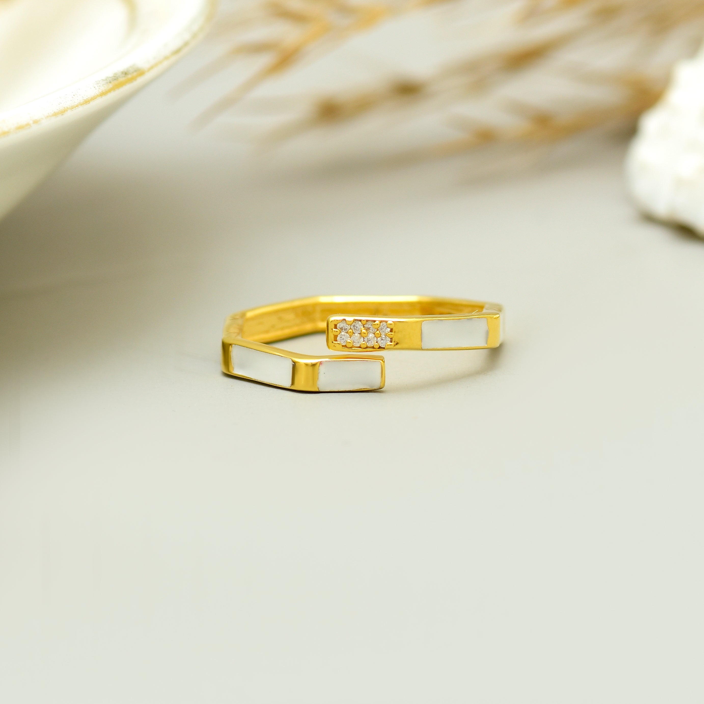 925 Silver Adjustable Gold Plated Ring