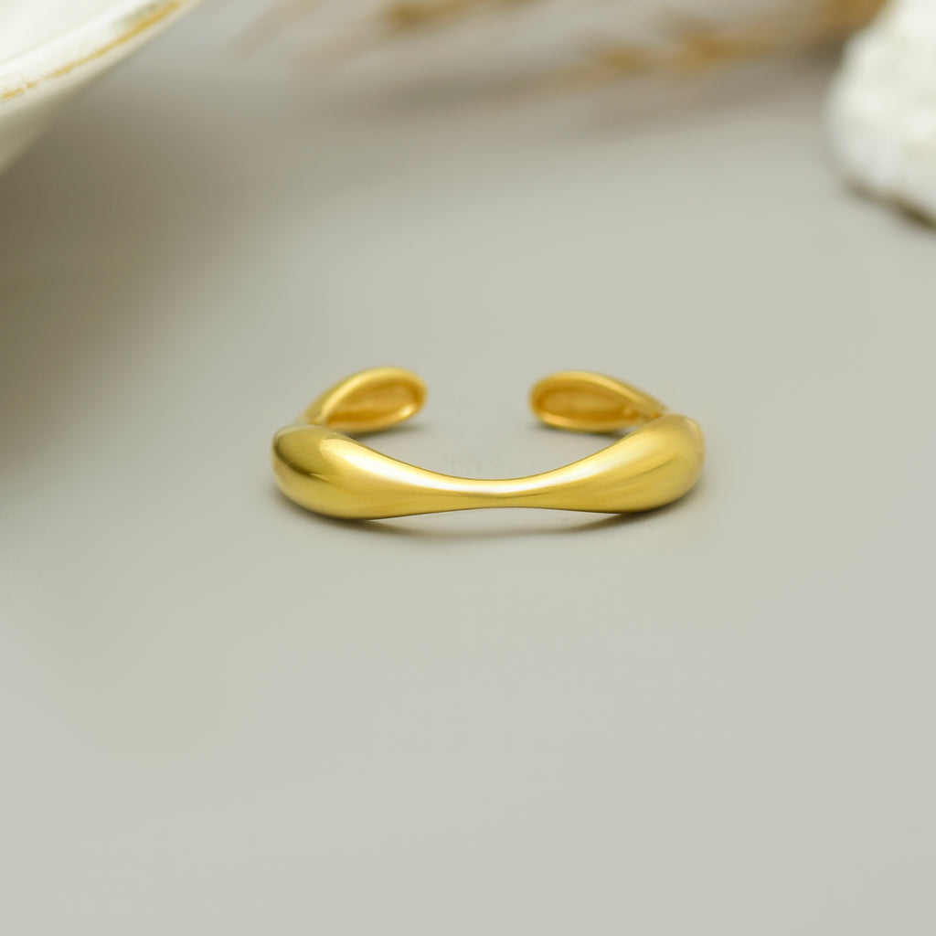 Modern Organic Wave Adjustable 925 Silver Ring