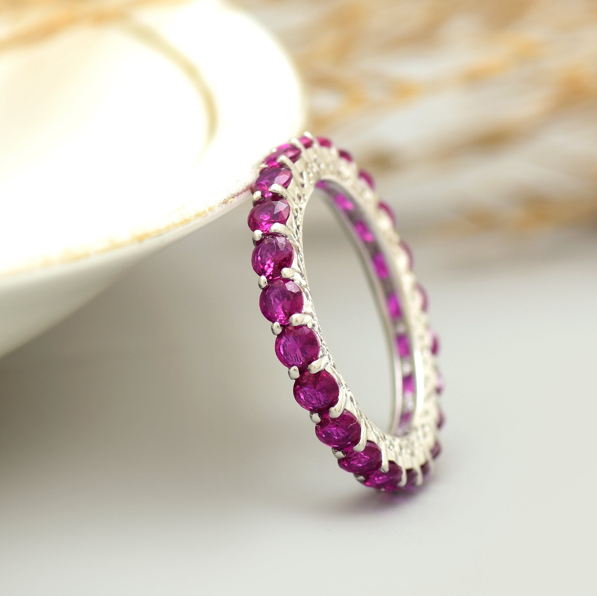 Classic Red Silver Band Ring