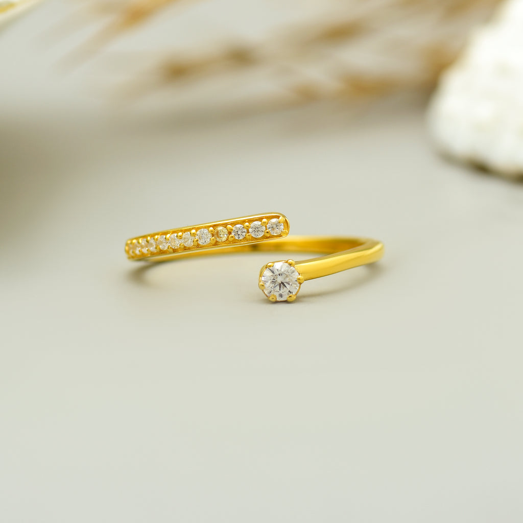 Golden Solitaire Wrap Adjustable Ring