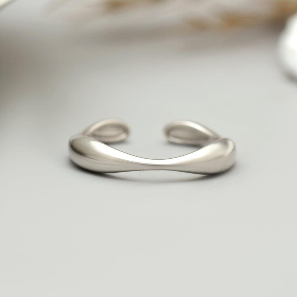 Modern Organic Wave Adjustable 925 Silver Ring