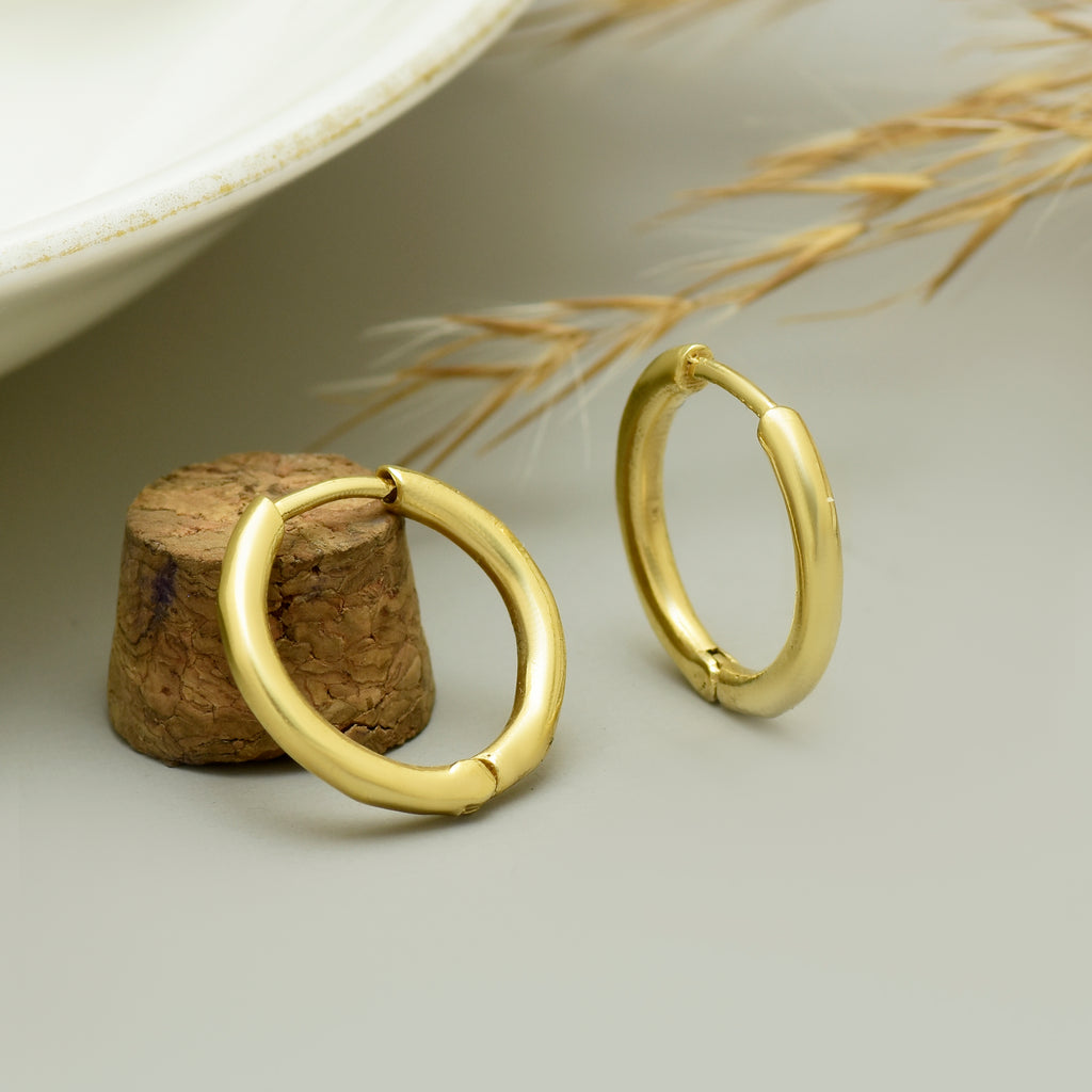 Classic Gold Tube Hoops - 925 Silver (Lightweight)