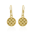 Crystal Chessboard Coin Earrings - Certified 925 Silver