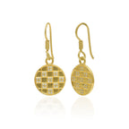 Crystal Chessboard Coin Earrings - Certified 925 Silver
