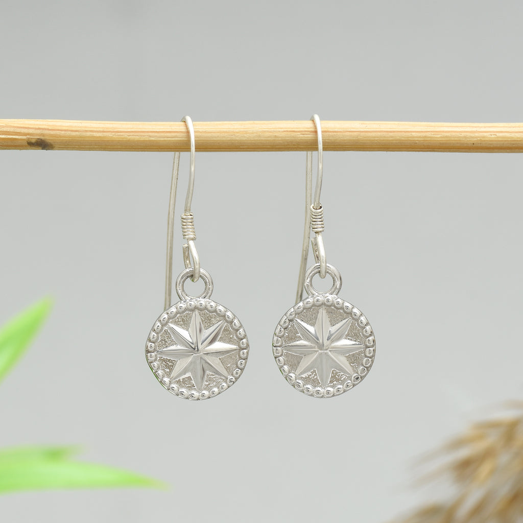 Celestial Star Disc Earrings - Certified 925 Silver