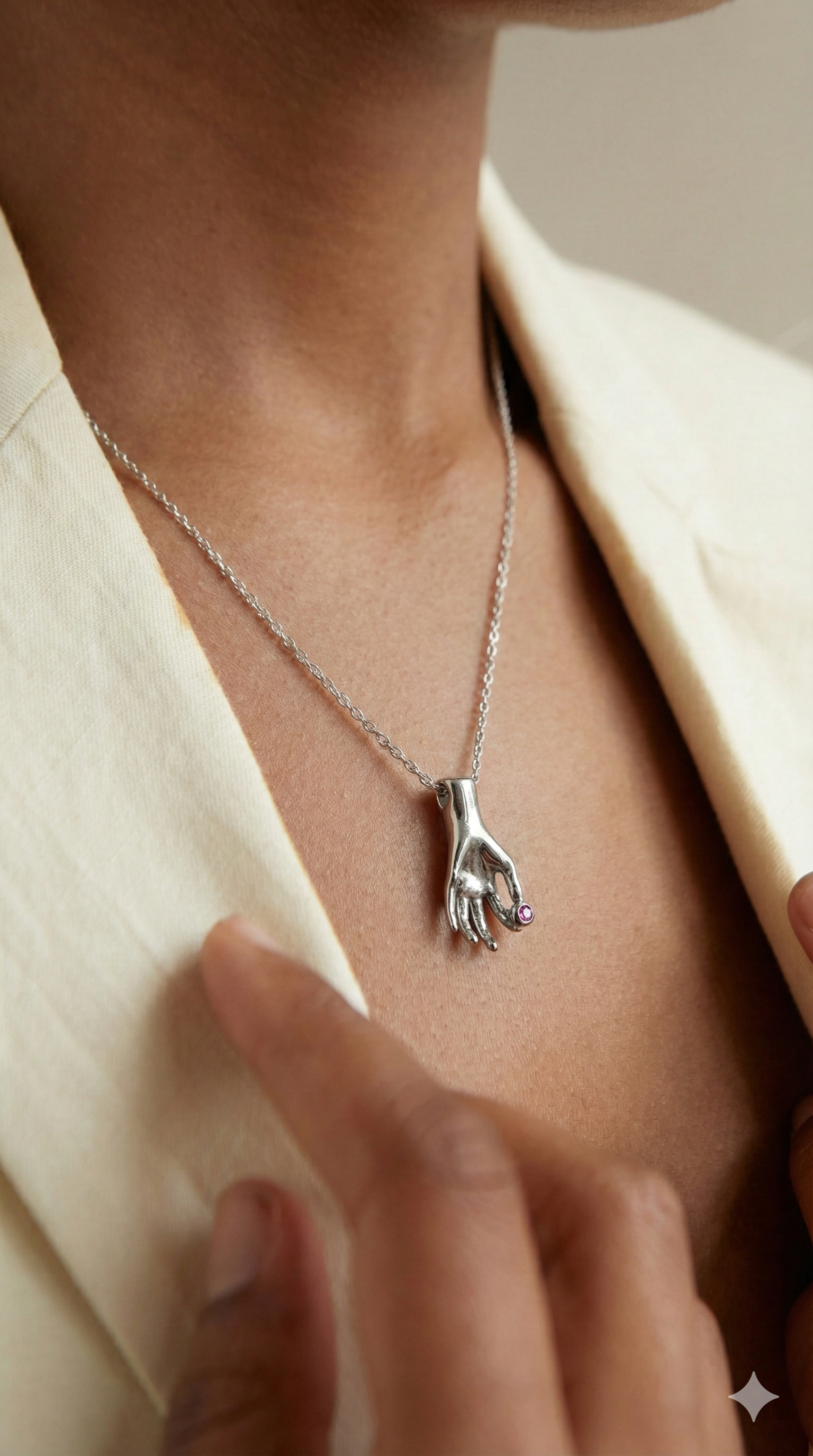 Victorian Style Hand Charm - 925 Silver Pendant