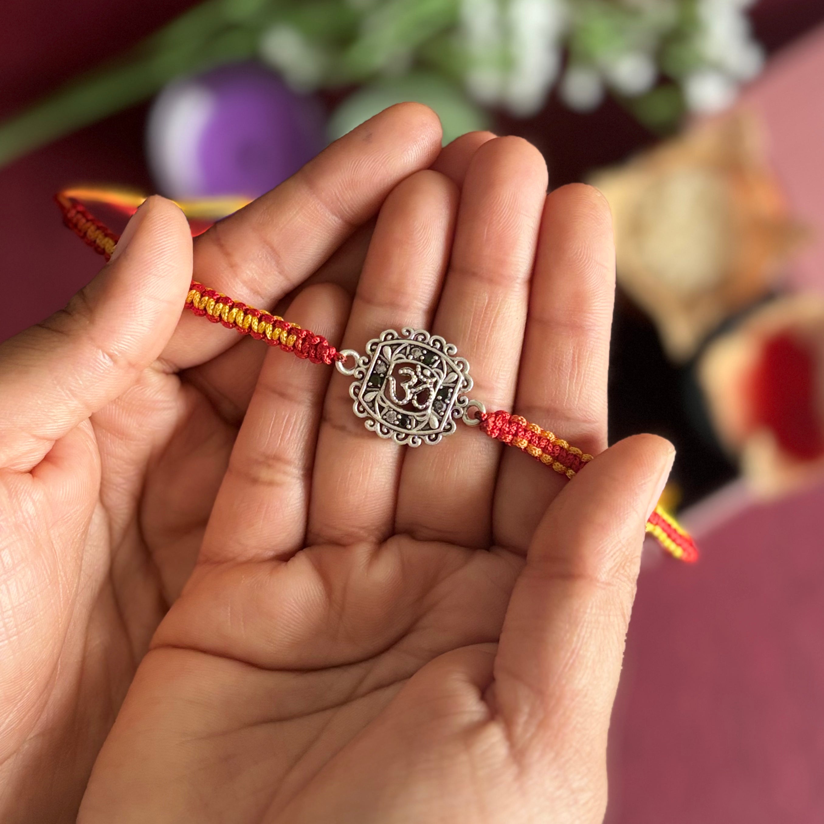 Silver Om Rakhi in Pure Silver