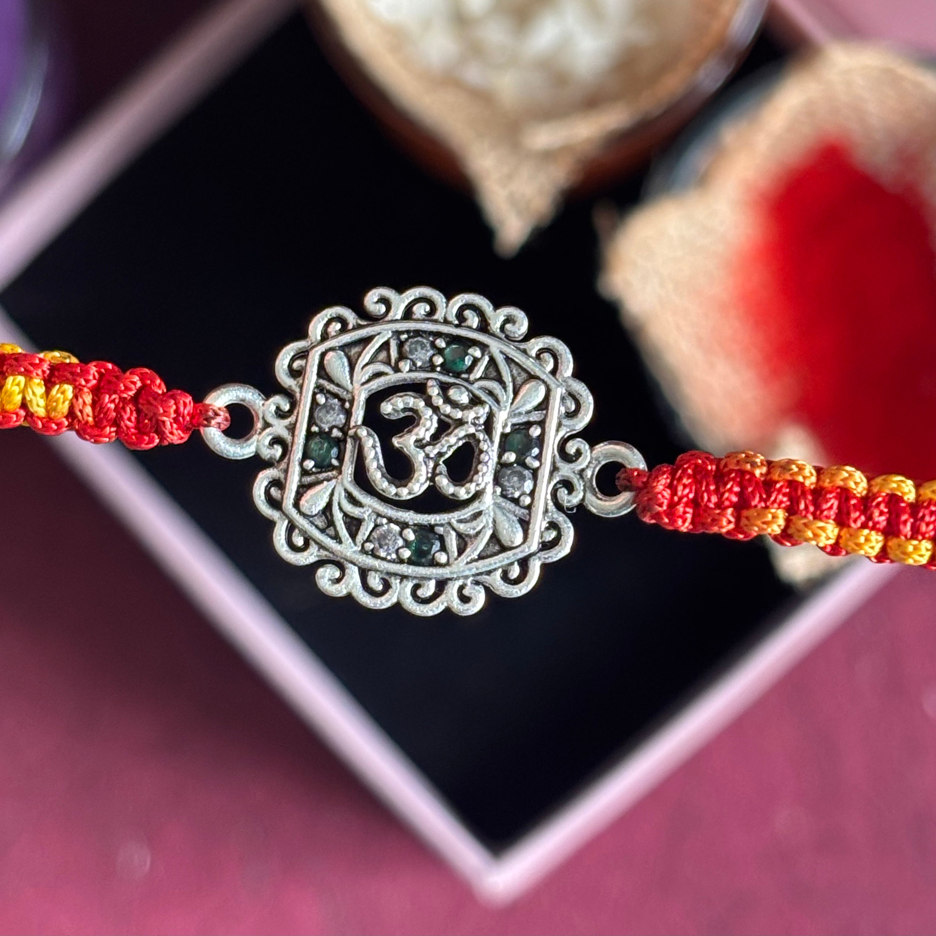 Silver Om Rakhi in Pure Silver