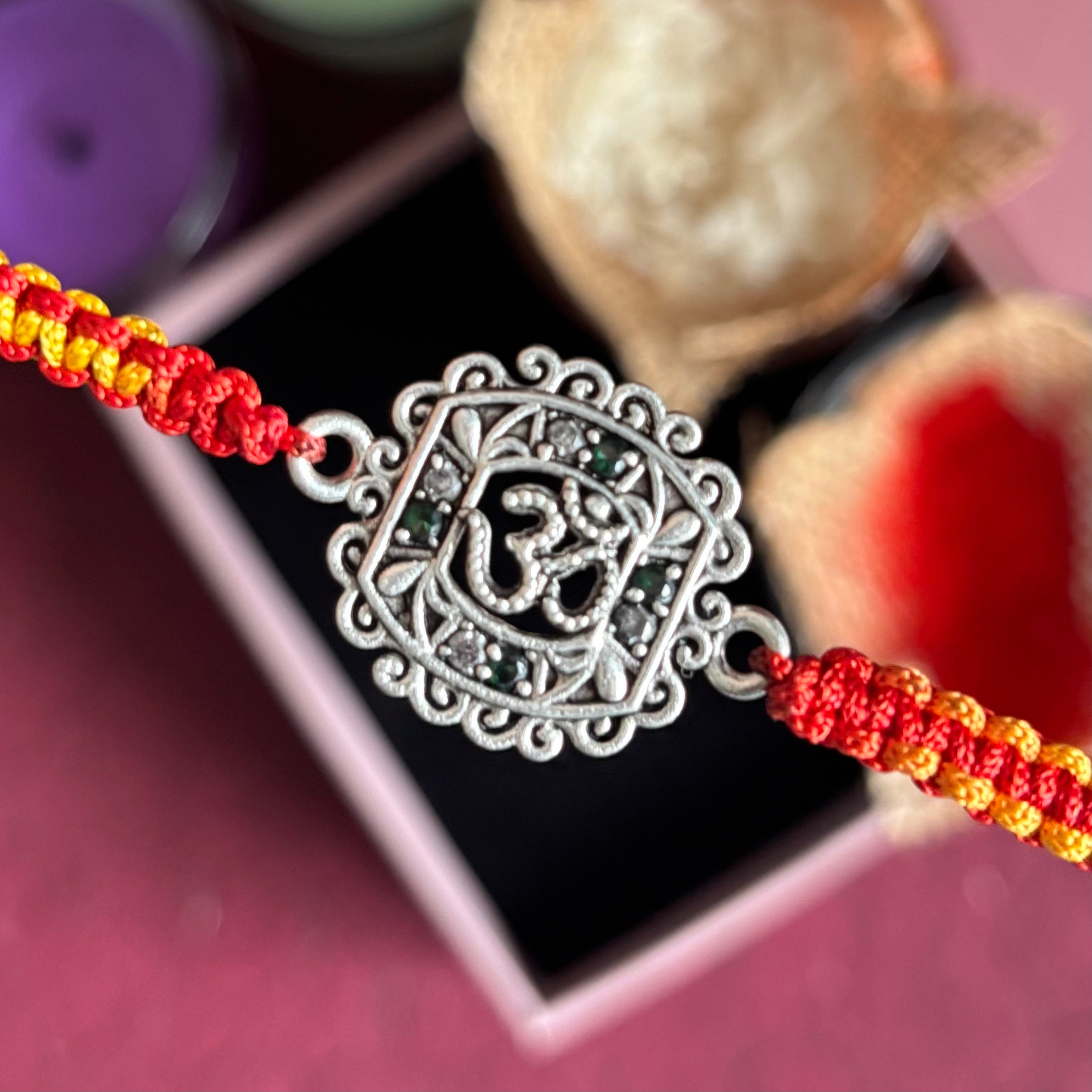 Silver Om Rakhi in Pure Silver